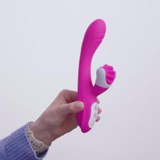 EasyToys Rabbit Vibrator with Rotating Tongue - Hand Video