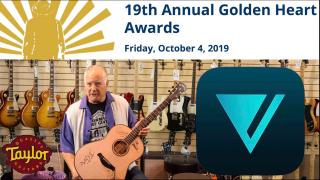 Norm Harris shows us the beautiful Taylor 517 acoustic donated by Vero,  to be auctioned at the Midnight Mission's Golden Heart Awards on October 4th.
