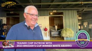 Trainer Chip Dutrow with 2023 Breeder's Cup Winner White Abarrio