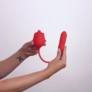 Teazers Rose Vibrator with Thrusting Dildo - Hand Video