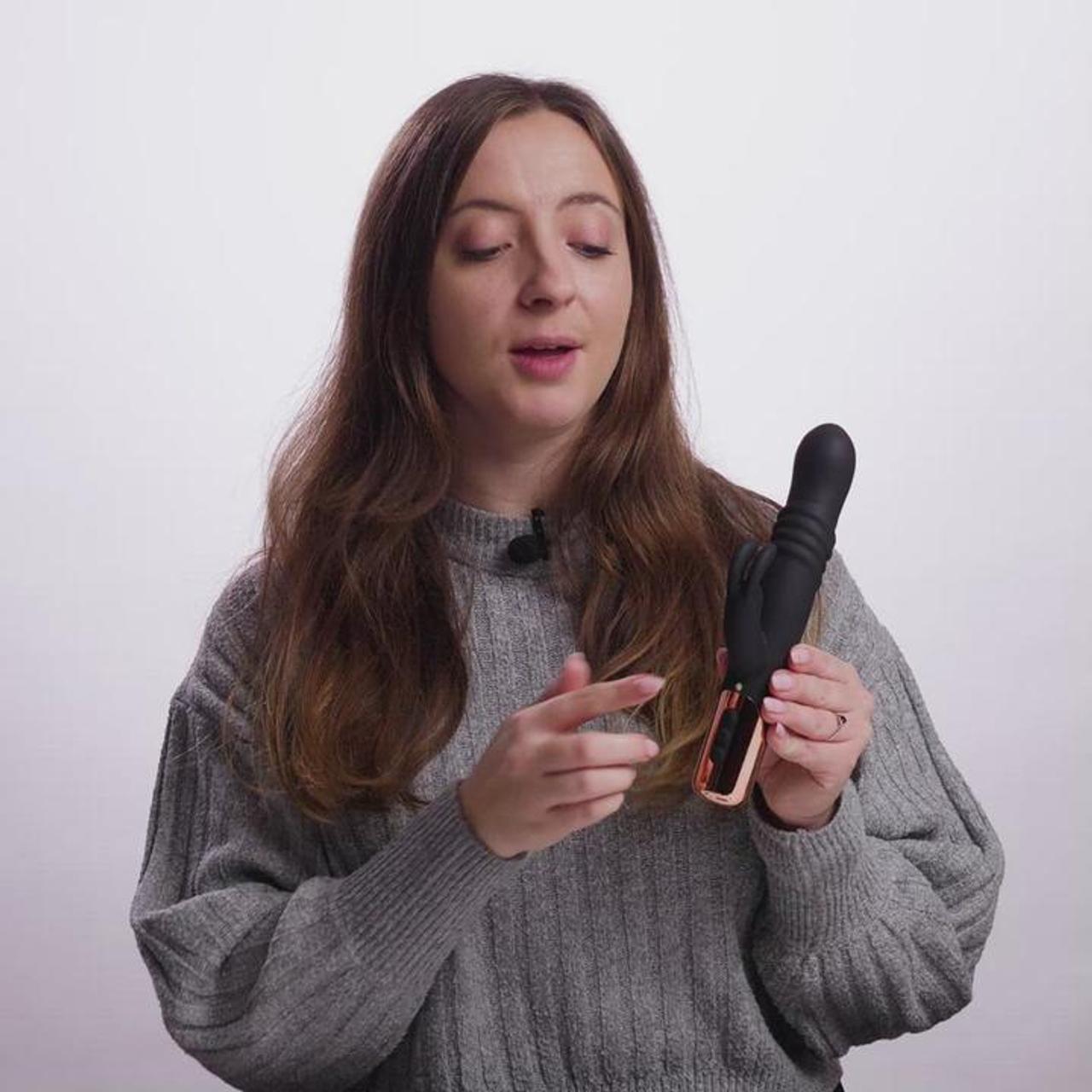 Rosy Gold - Rabbit Vibrator with thrusting function - Black - EasyToys Rosy Gold - Rabbit Vibrator with thrusting function - Black - EasyToys