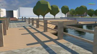 Houten brug naar het Strandeiland
