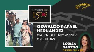 Oswaldo Rafael Hernandez Groom of Derby Winner Mystik Dan Interview with Louisa Barton at the 150th Running of Kentucky Derby