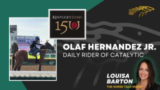 Olaf Hernandez Jr. Daily Rider of Derby Horse Catalytic Interview with Louisa Barton at the 150th Running of Kentucky Derby