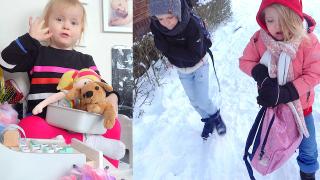 DOOR DE SNEEUW NAAR SCHOOL & LUXY KLETST DE VLOG VOL | Bellinga Vlog #2009